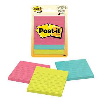 Post-It 3 in. W x 3 in. L Assorted Sticky Notes 3 pad