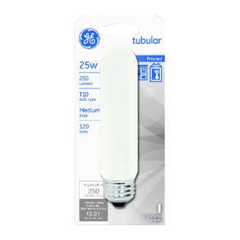 GE Lighting 25 watts T10 Incandescent Bulb 250 lumens Soft White Tubular 1 pk