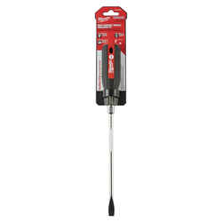 Milwaukee 8 in. Slotted 3/8 in. Cushion Grip Chrome-Plated Steel 1 pc. Red Screwdriver