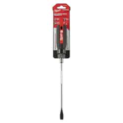 Milwaukee 8 in. Slotted 3/8 in. Cushion Grip Chrome-Plated Steel 1 pc. Red Screwdriver