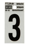 Hy-Ko 1 in. Reflective 3 Number Self-Adhesive Vinyl Black