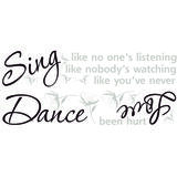 Roommates 19 in. W X 7 in. L Dance Sing Love Peel and Stick Wall Decal