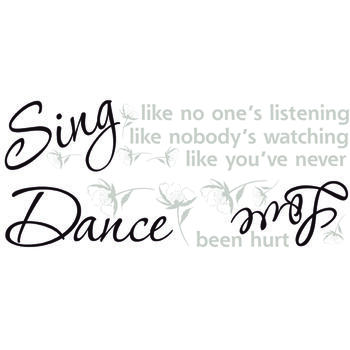 Roommates 19 in. W X 7 in. L Dance Sing Love Peel and Stick Wall Decal