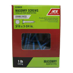 Ace 3/16 in. x 3-3/4 in. L Phillips Flat Head Steel Masonry Screws 1 lb. 50 pk