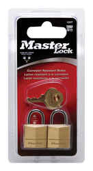 Master Lock 3/4 in. H x 3/4 in. L x 7/16 in. W Brass Pin Cylinder Padlock 2 pk Keyed Alike