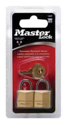 Master Lock 3/4 in. H x 3/4 in. L x 7/16 in. W Brass Pin Cylinder Padlock 2 pk Keyed Alike