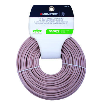 Monster Cable 100 ft. L Ivory Category 3 Twisted Pair Wire