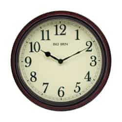Westclox 15-1/2 in. L x 14 in. W Indoor Classic Analog Glass/Wood Brown Wall Clock