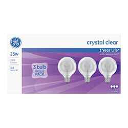 GE Lighting 25 watts G25 Incandescent Bulb 190 lumens White Globe 3 pk