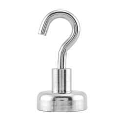 Master Magentics .285 in. Neodymium Magnetic Hook 28 lb. pull 42 MGOe 2 pc. Silver
