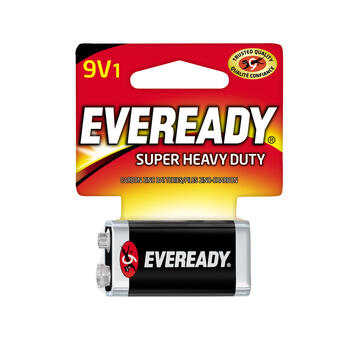 Eveready Super Heavy Duty 9-Volt Zinc Carbon Batteries 1 pk Carded