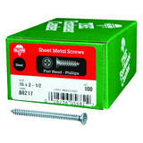 HILLMAN 2-1/2 in. L x 10 Zinc-Plated Steel Phillips 100 per box Flat Head Sheet Metal Screws