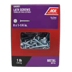 Ace No. 8 x 1-1/4 in. L Phillips Truss Washer Head Zinc-Plated Steel Lath Screws 1 lb. 155 pk