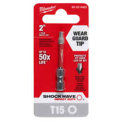 Milwaukee SHOCKWAVE T15 x 2 in. L Screwdriver Bit Steel Quick-Change Hex Shank 1 pc. 1/4 in.