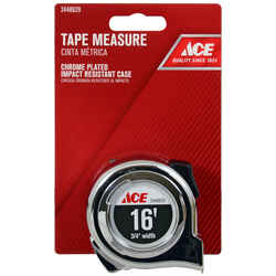 Ace 16 ft. L x 0.75 in. W Tape Measure Chrome 1 pk