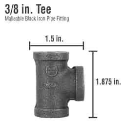 Pipe Decor No FIP 3/8 in. Dia. FIP 3/8 in. Malleable Iron Tee Black