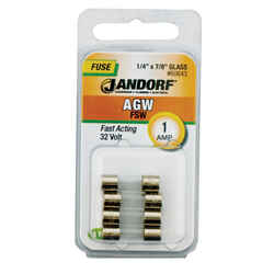 Jandorf AGW 1 amps 32 volt Glass Fast Acting Fuse 4 pk