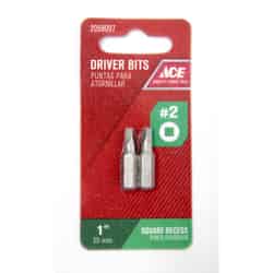 Ace Square Recess 1 in. L x #2 Insert Bit S2 Tool Steel Hex Shank 2 pc. 1/4 in.