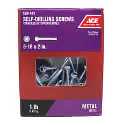 Ace 8-18 Sizes x 2 in. L Hex Zinc-Plated Hex Washer Head 1 lb. Self- Drilling Screws Steel