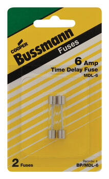 Bussmann 6 amps 32 volts Glass Time Delay Fuse 2 pk