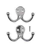 Ace 1-3/4 in. L Chrome Silver Metal Small Double Garment Hook 2 pk