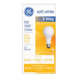 GE Lighting 50/100/150 watts A21 Incandescent Bulb 615/1,540/2,155 lumens Soft White A-Line 1 p