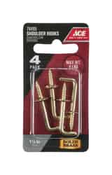 Ace Small Green Brass 1.5 in. L Shoulder Hook 4 pk 8 lb. Polished Brass