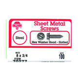 HILLMAN 3/4 in. L x 8 Slotted Zinc-Plated Hex Washer 100 per box Sheet Metal Screws Steel