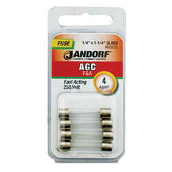 Jandorf AGC 4 amps 250 volt Glass Fast Acting Fuse 4 pk