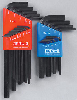 Eklind Tool Assorted Metric and SAE Long and Short Arm Hex L-Key Set Multi-Size in. 22 pc.