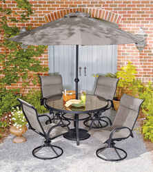 Living Accents Swivel Dark Brown Steel with Sling Fabric Chair Newport