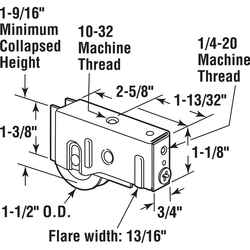 Prime-Line 1-1/2 in. D X 5/16 in. L Steel Roller Assembly 1 pk