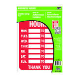 Hy-Ko English Business Hours Static Cling Sign 8-1/2 in. W x 12 in. H x 10 in. W Plastic