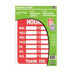 Hy-Ko English Business Hours Static Cling Sign 8-1/2 in. W x 12 in. H x 10 in. W Plastic
