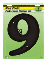 Hy-Ko 6 in. Black Plastic Screw-On Number 9 1 pc.