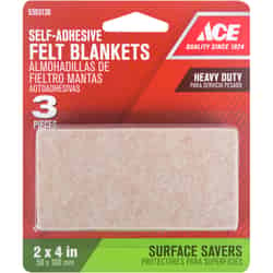 Ace Felt Self Adhesive Blanket Brown Rectangle 2 in. W x 4 in. L 3 pk