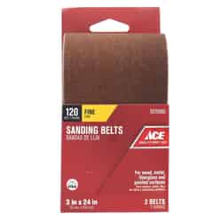 Ace 24 in. L x 3 in. W Aluminum Oxide Sanding Belt Fine 2 pk 120 Grit