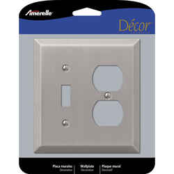 Amerelle Century Brushed Nickel Gray 2 gang Stamped Steel Toggle Wall Plate 1 pk