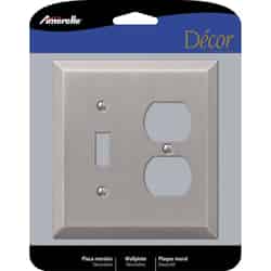 Amerelle Century Brushed Nickel Gray 2 gang Stamped Steel Toggle Wall Plate 1 pk
