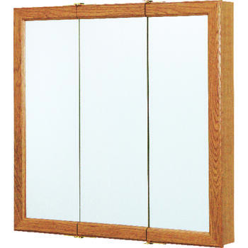 Continental Cabinets 28-3/4 in. H x 30 in. W x 4-1/4 in. D Rectangle Oak Tri-View Medicine