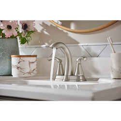 Moen Tiffin Tiffin Brushed Nickel Two-Handle Bathroom Faucet 4 in.