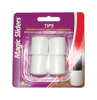 Magic Sliders Vinyl Leg Tip White 1 in. W Round 4 pk Self Adhesive