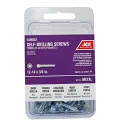 Ace 12 Sizes x 3/4 in. L Zinc-Plated Hex Washer Head Self- Drilling Screws Hex Steel