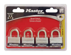 Master Lock 15/16 in. H x 13/16 in. W x 1-1/2 in. L Laminated Steel Warded Locking Padlock 4 Ke