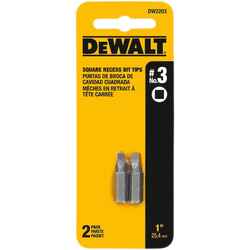 DeWalt #3 in. x 1 in. L Screwdriver Bit 1/4 in. Square Recess 2 pc. Heat-Treated Steel