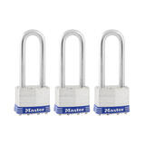 Master Lock 4-11/16 in. H X 1-3/4 in. W Laminated Steel Double Locking Padlock 3 pk Keyed Alike