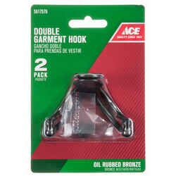 Ace Oil Rubbed Bronze 1 in. L Metal Small Bronze Double Garment 2 pk Hook