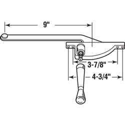 Prime-Line Gray Steel Left Single-Arm Casement Window Operator For Steel Framed Windows