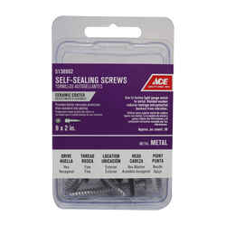 Ace No. 9 x 2 in. L Hex Washer Head Ceramic Steel Self-Sealing Screws