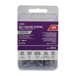 Ace No. 9 x 2 in. L Hex Washer Head Ceramic Steel Self-Sealing Screws
